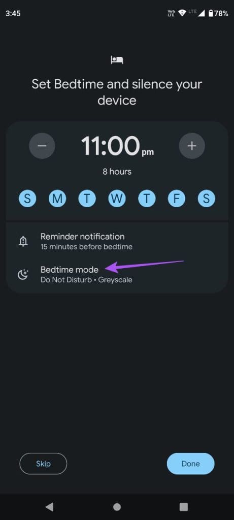 bedtime mode android