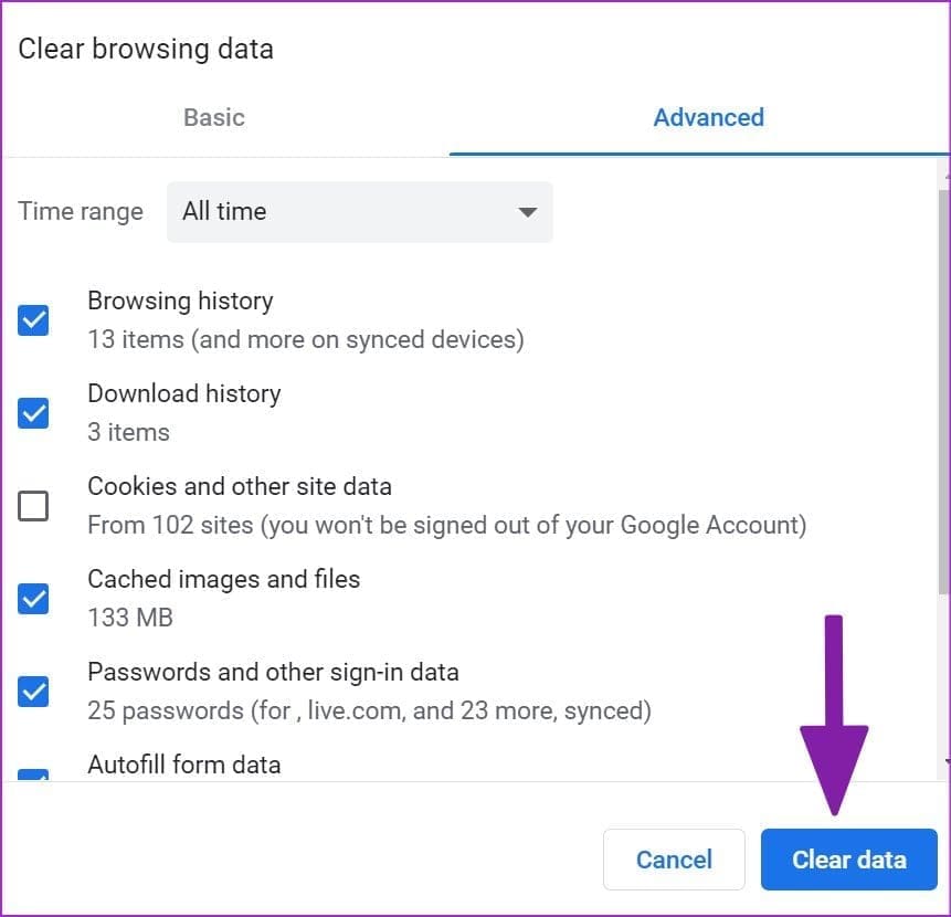 clear browser cache