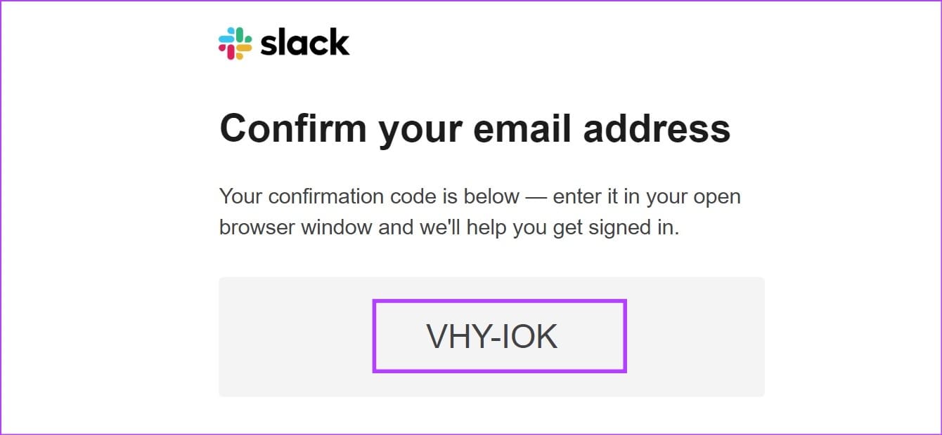 Confirm Slack code