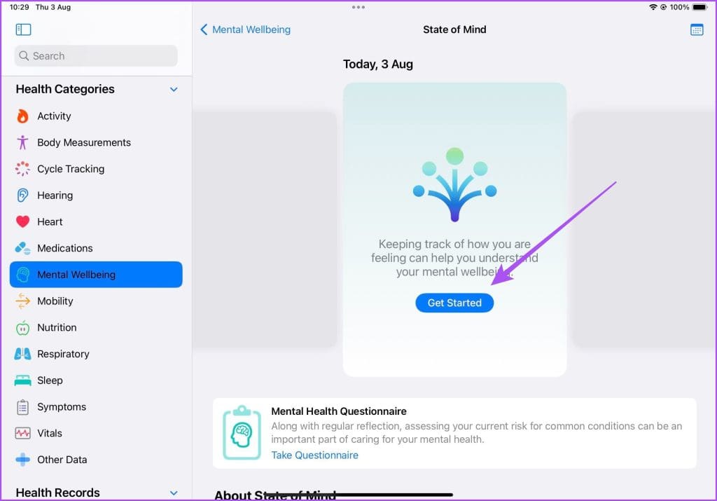gets started mental wellbeing health app ipad