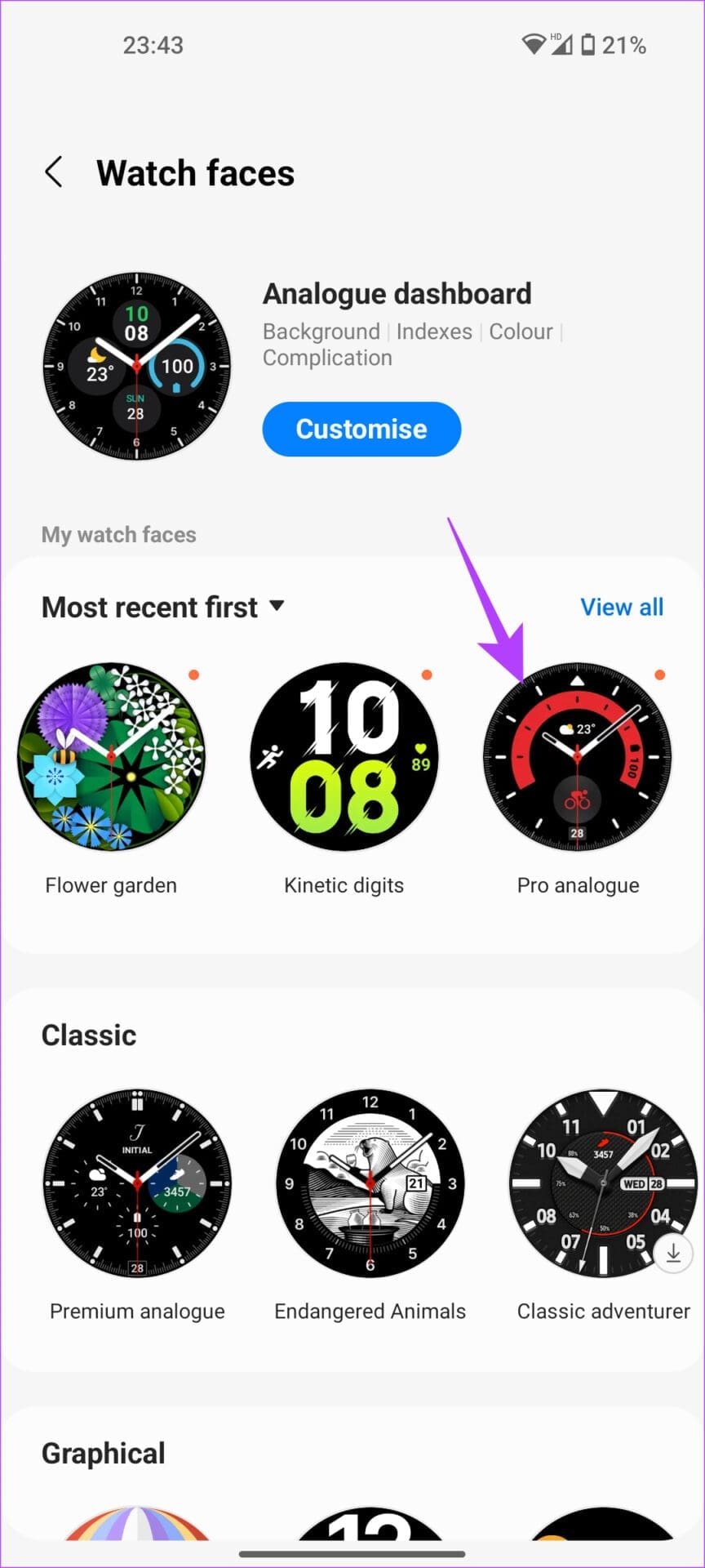 Select watch face for Galaxy Watch 4