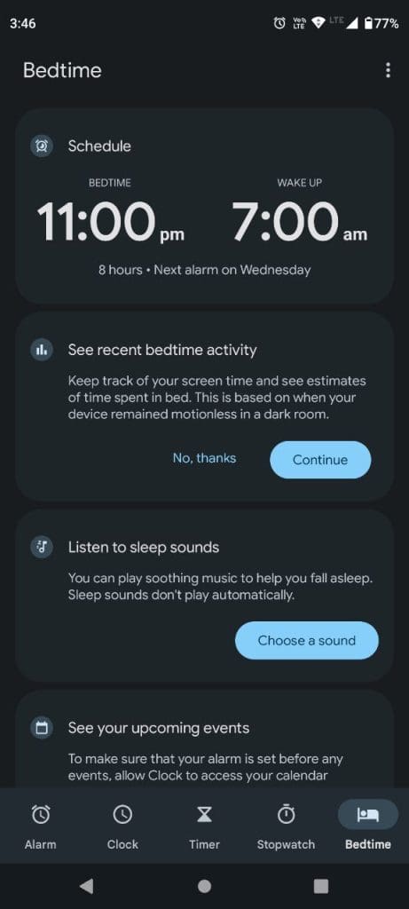 bedtime routine clock app android 