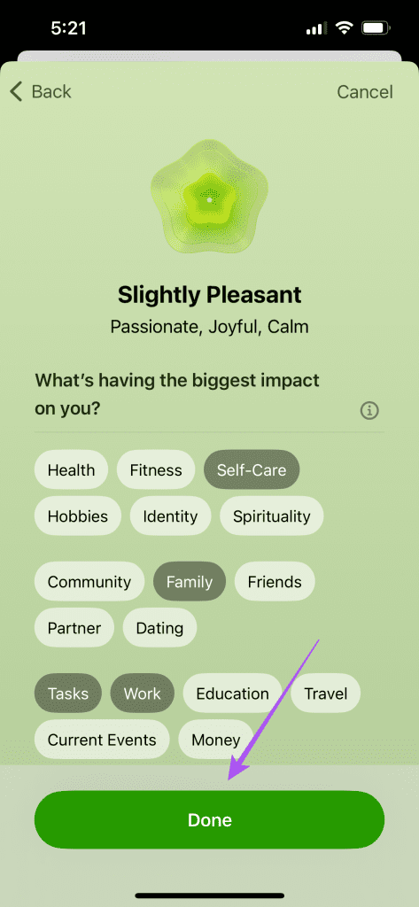 biggest impact on feeling mental wellbeing iPhone