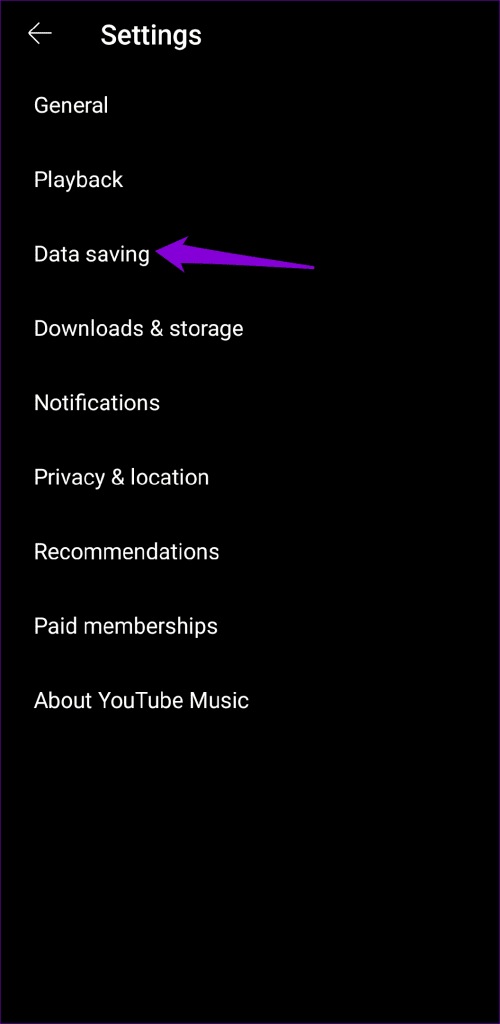 Data Saving Options in YouTube Music App