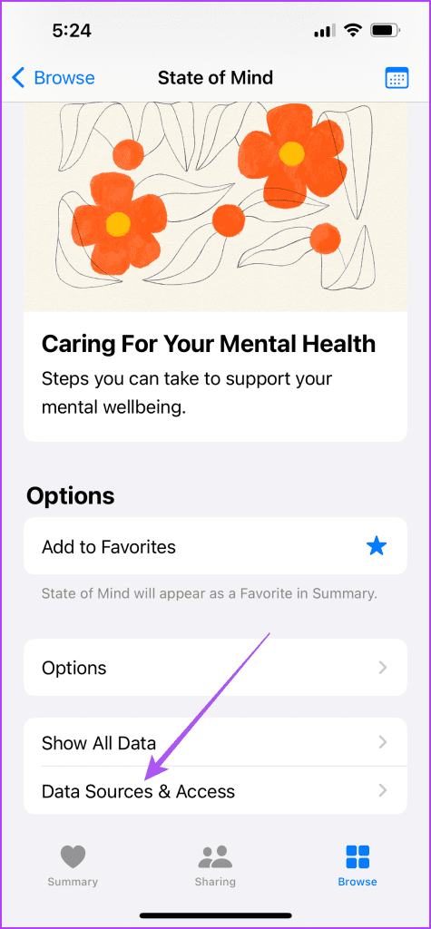 data sources and access mental wellbeing iPhone