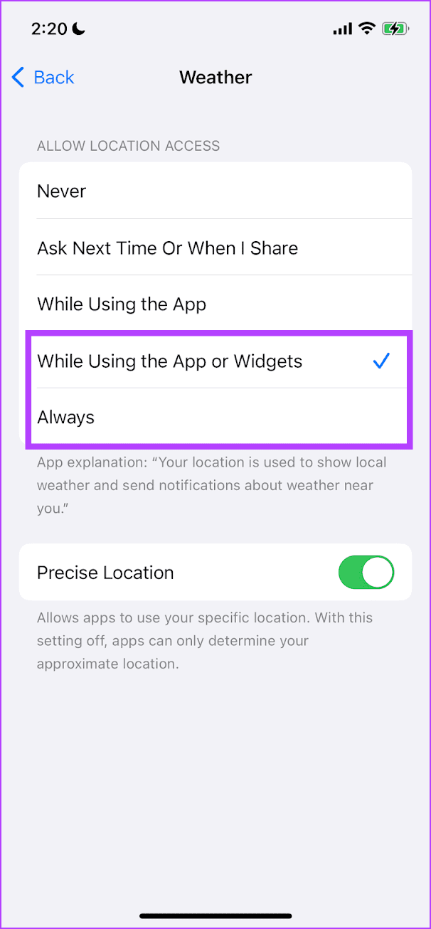 Enable Location Permission for Weather
