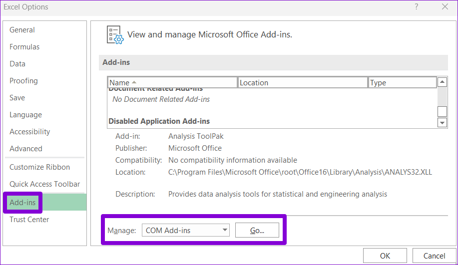 Excel Options