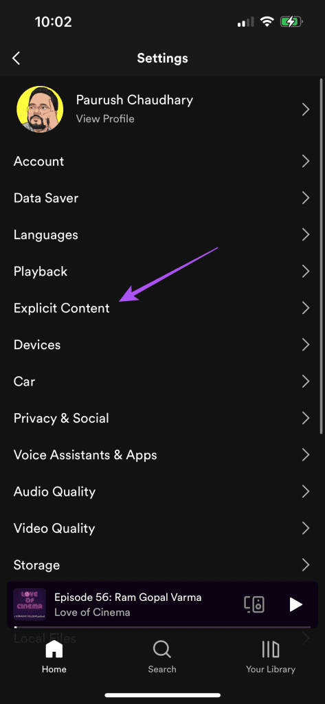 explicit content settings spotify app