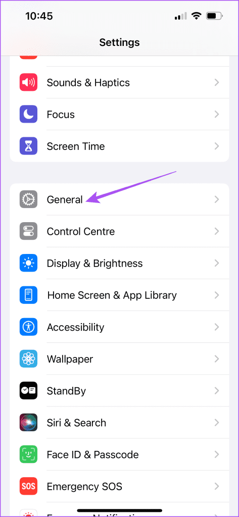 general settings iPhone