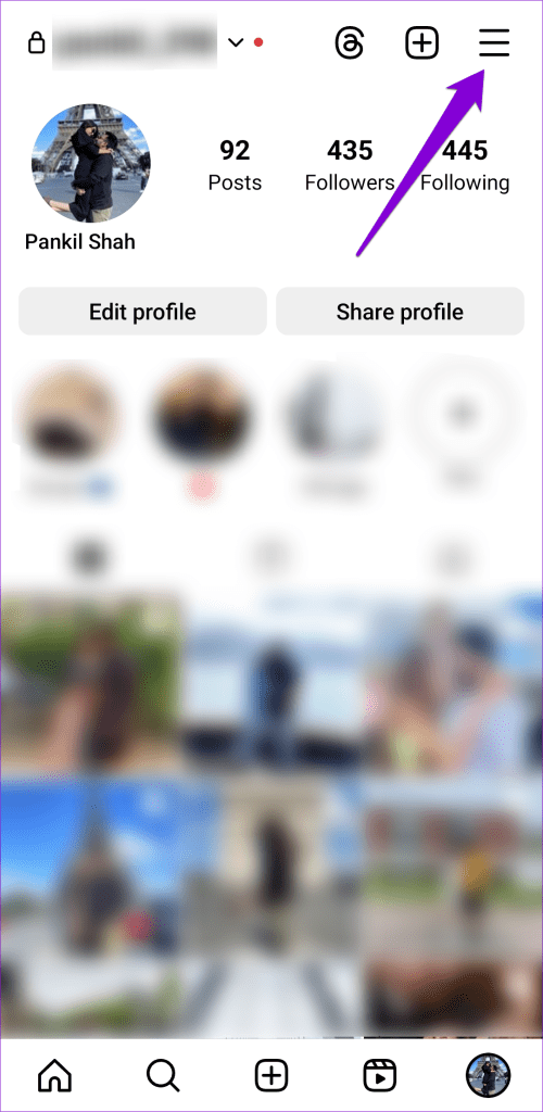 Instagram App Menu 3