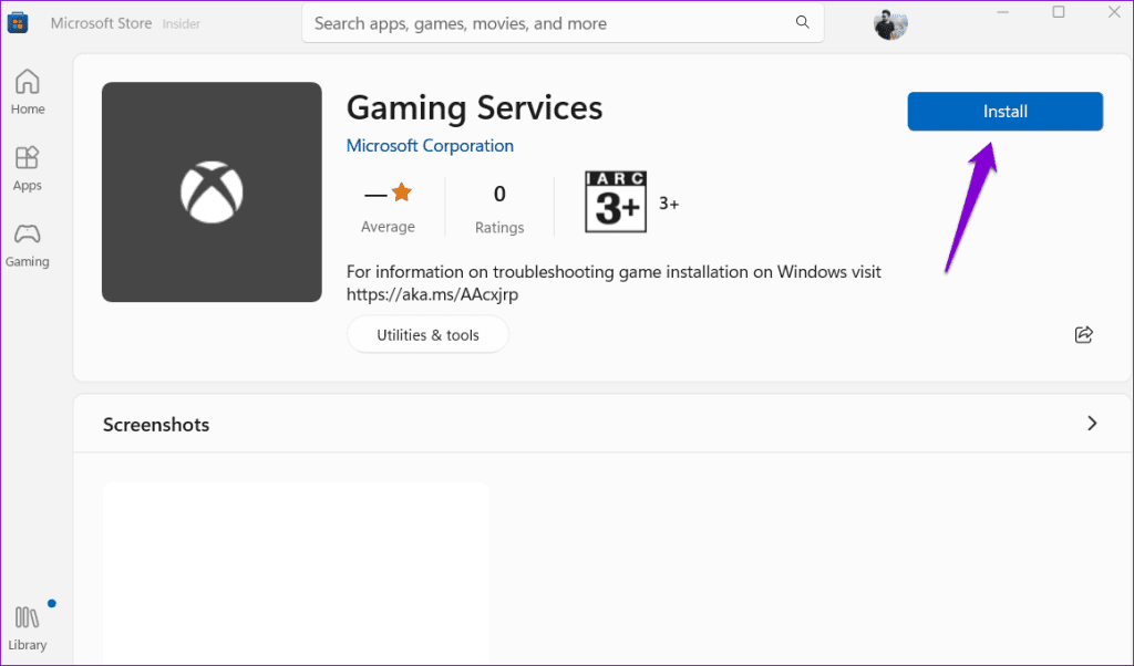 Install Gaming Services From Store