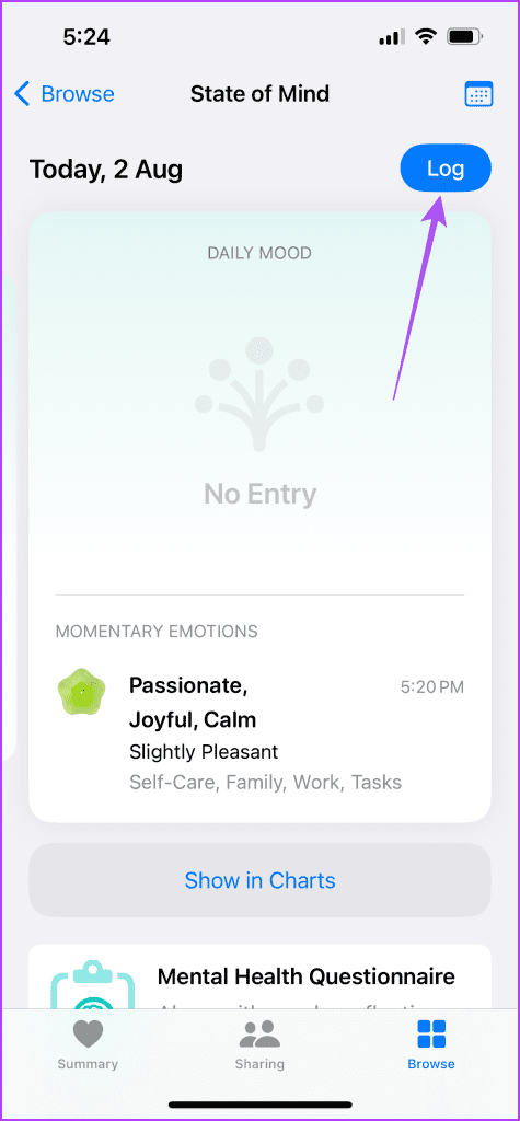 log feelings mental wellbeing iPhone