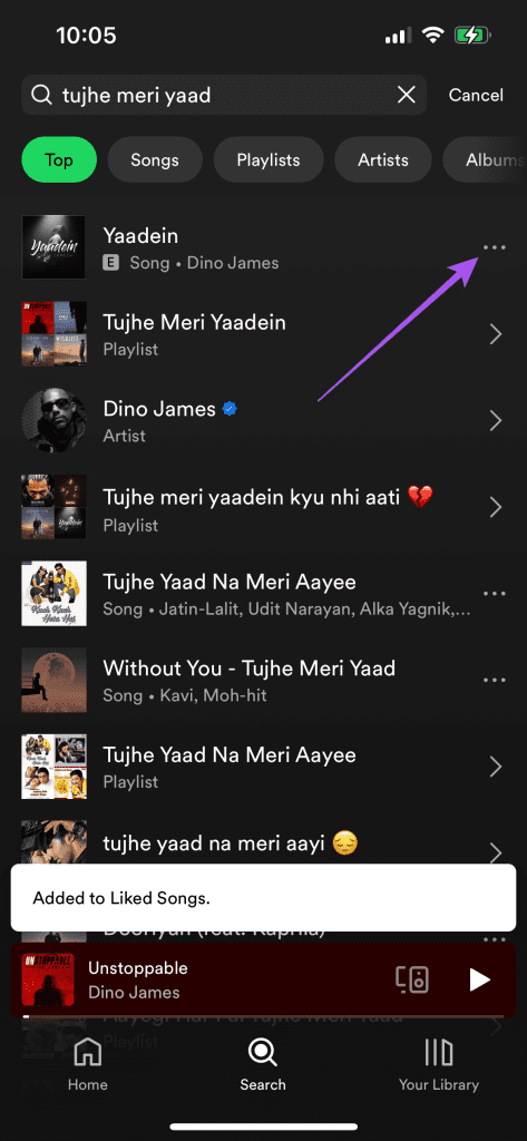 more options song to add in playlist spotify app iphone