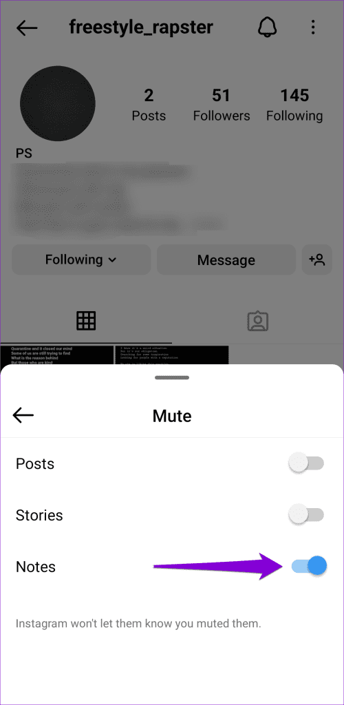 Mute or Unmute Notes From Someone on Instagram