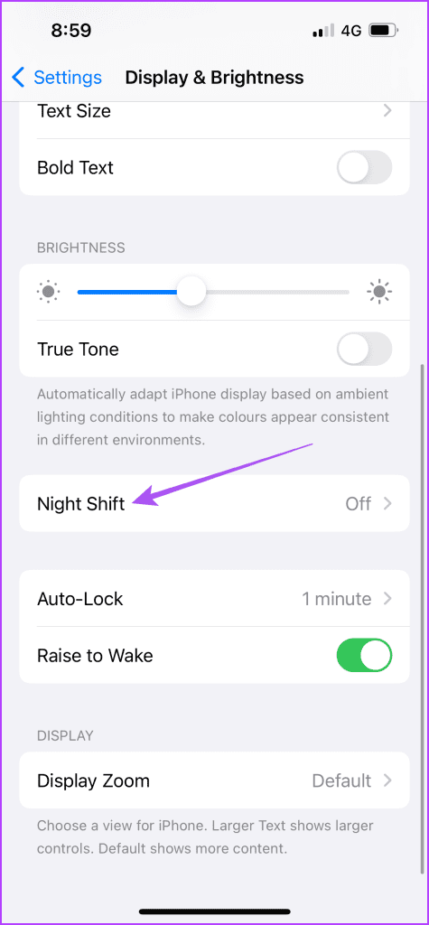 night shift display settings iPhone