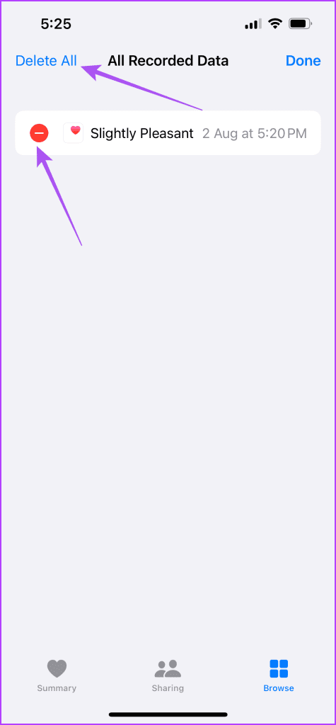 remove recorded data mental wellbeing iPhone