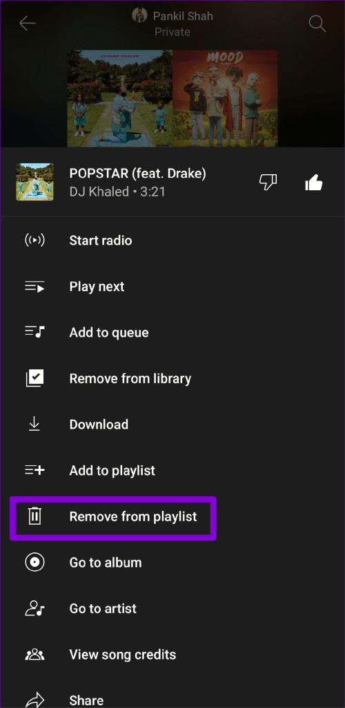 Remove Song From YT Music Playlist