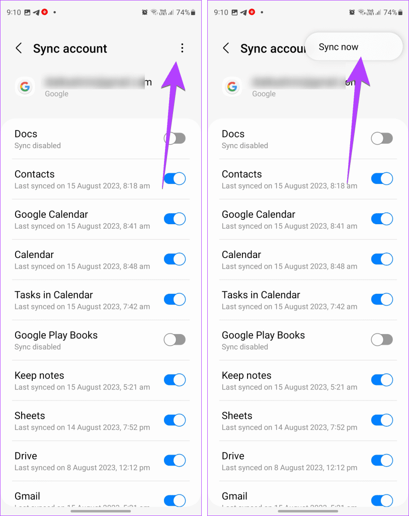 Samsung Account google calendar sync