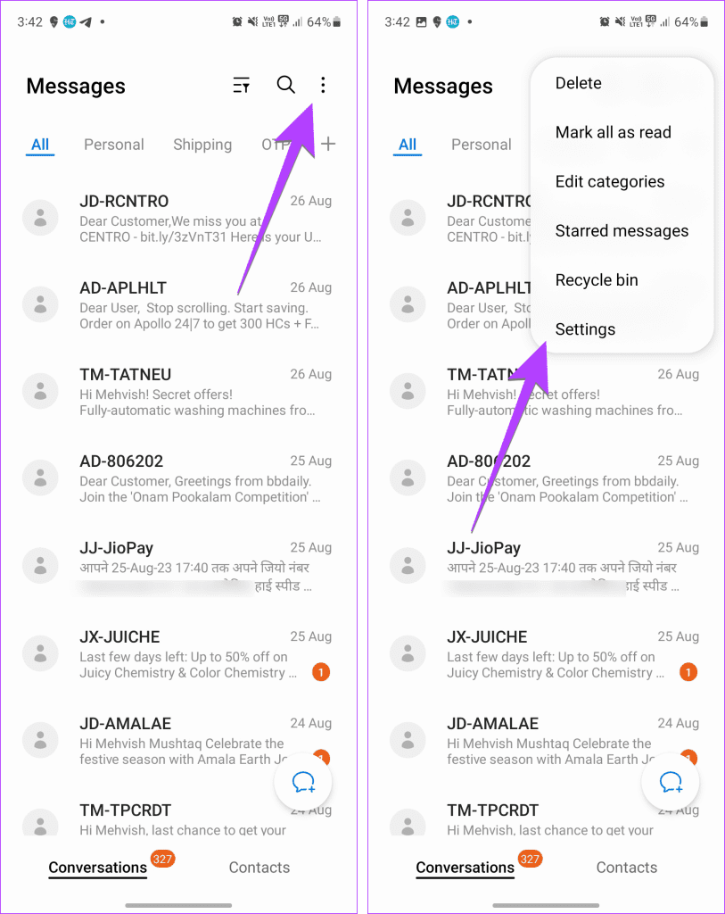 Samsung Messages Settings 1