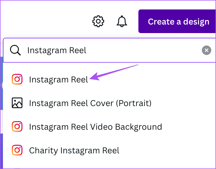 select instagram reel layout canva