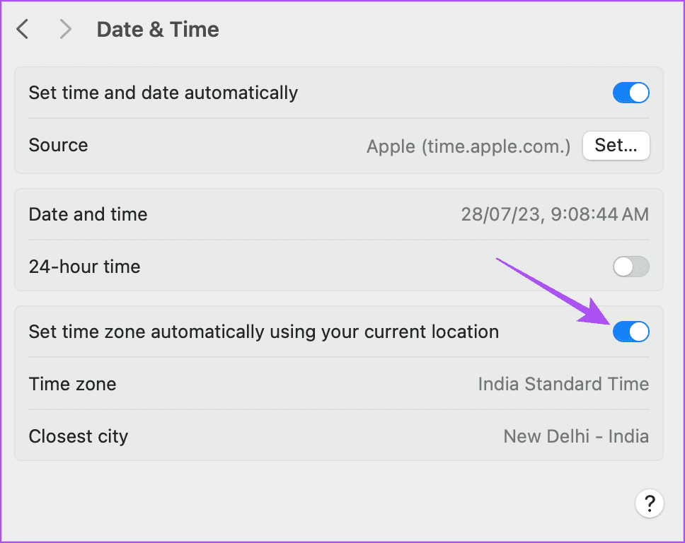 set automatic date and time Mac