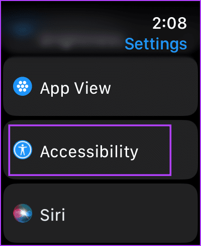 Tap on Accessibility on Watch