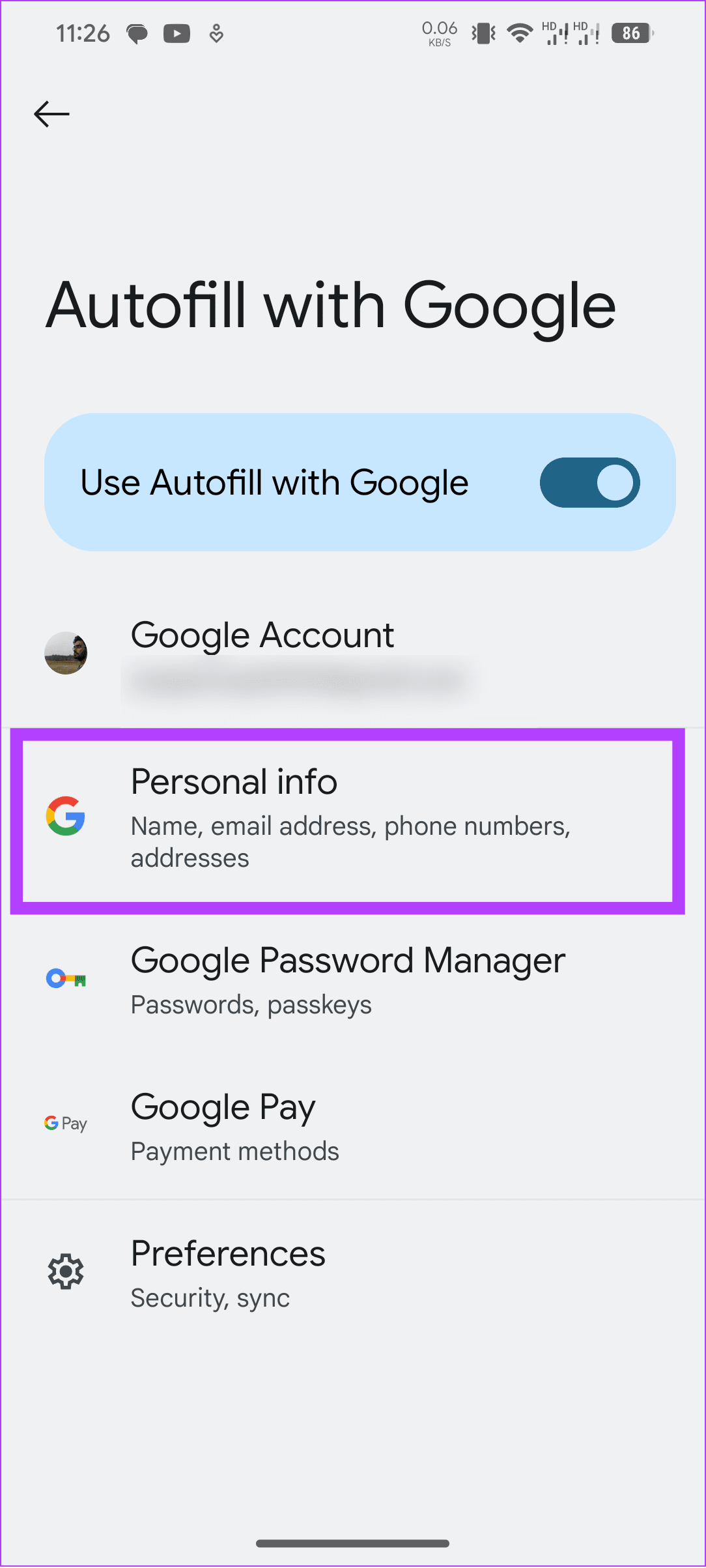 tap personal info