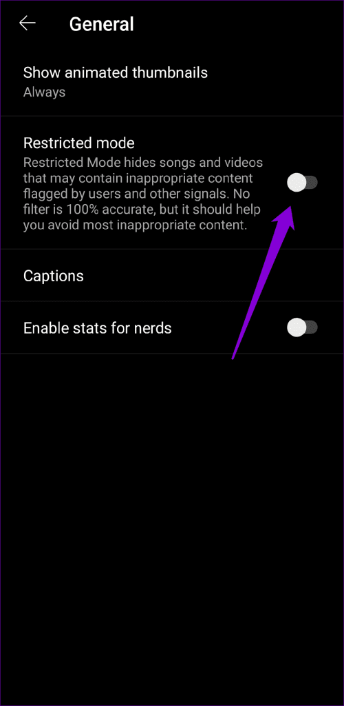 Turn Off Restricted Mode in YouTube Music App