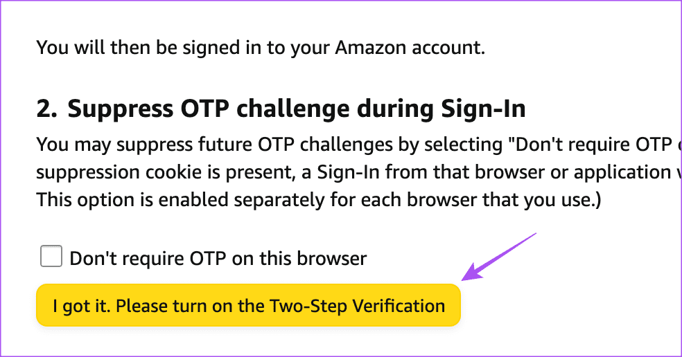 turn on two step verification amazon