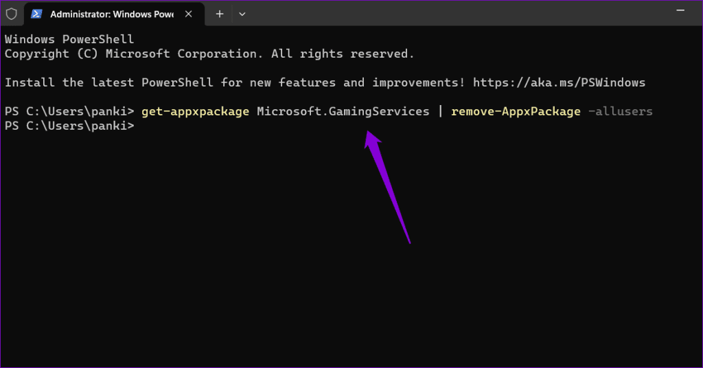 Uninstall Gaming Services Using PowerShell