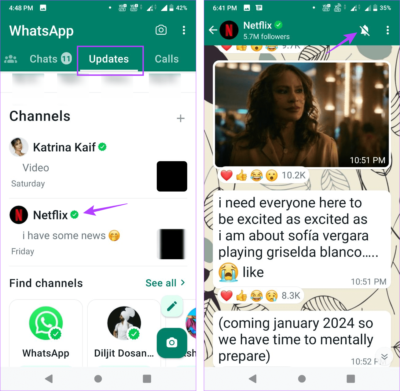 Unmute Channel on WhatsApp