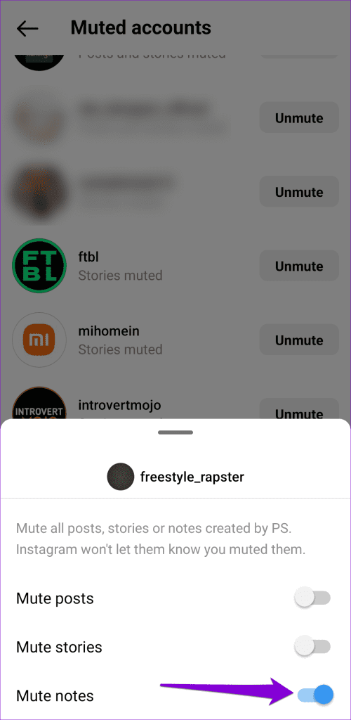 Unmute Notes From Someone on Instagram