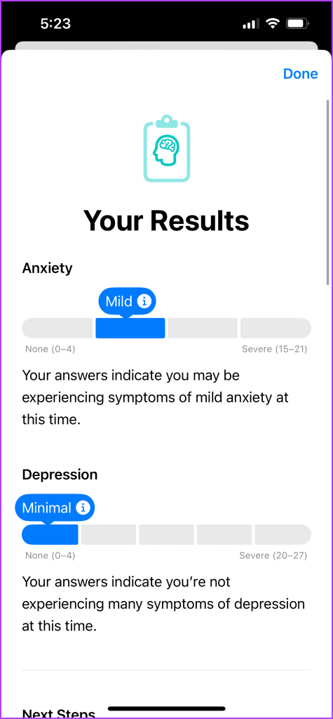 mental health symptoms report health app iPhone