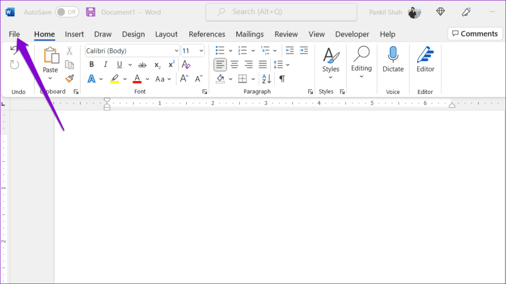 Word File Menu