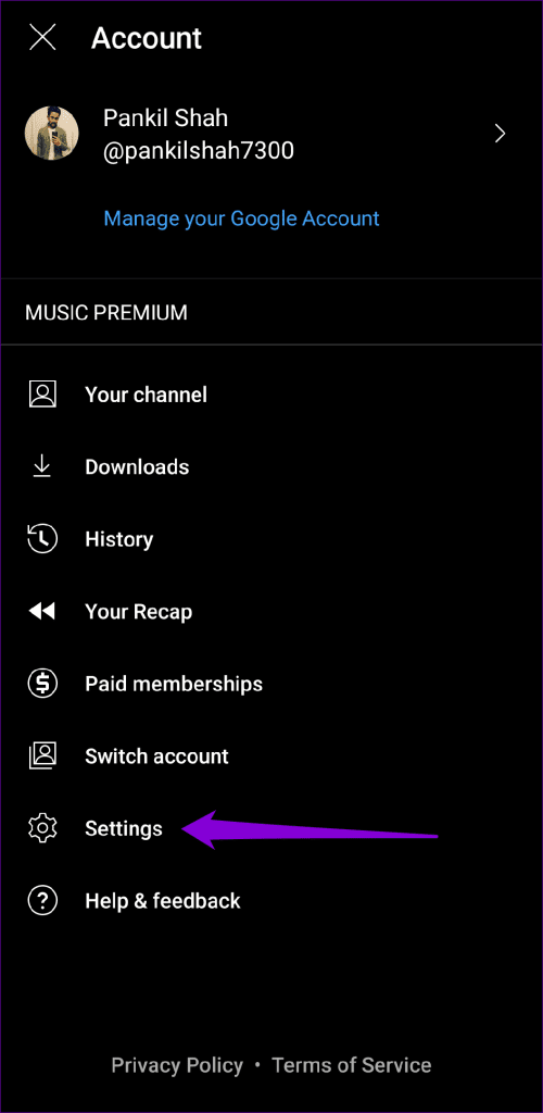 YT Music App Settings